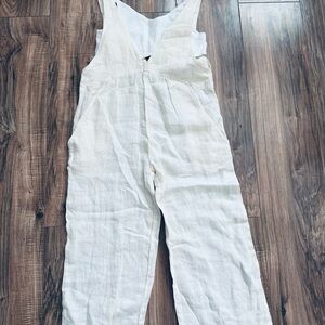 Zara Cream Linen Jumpsuit